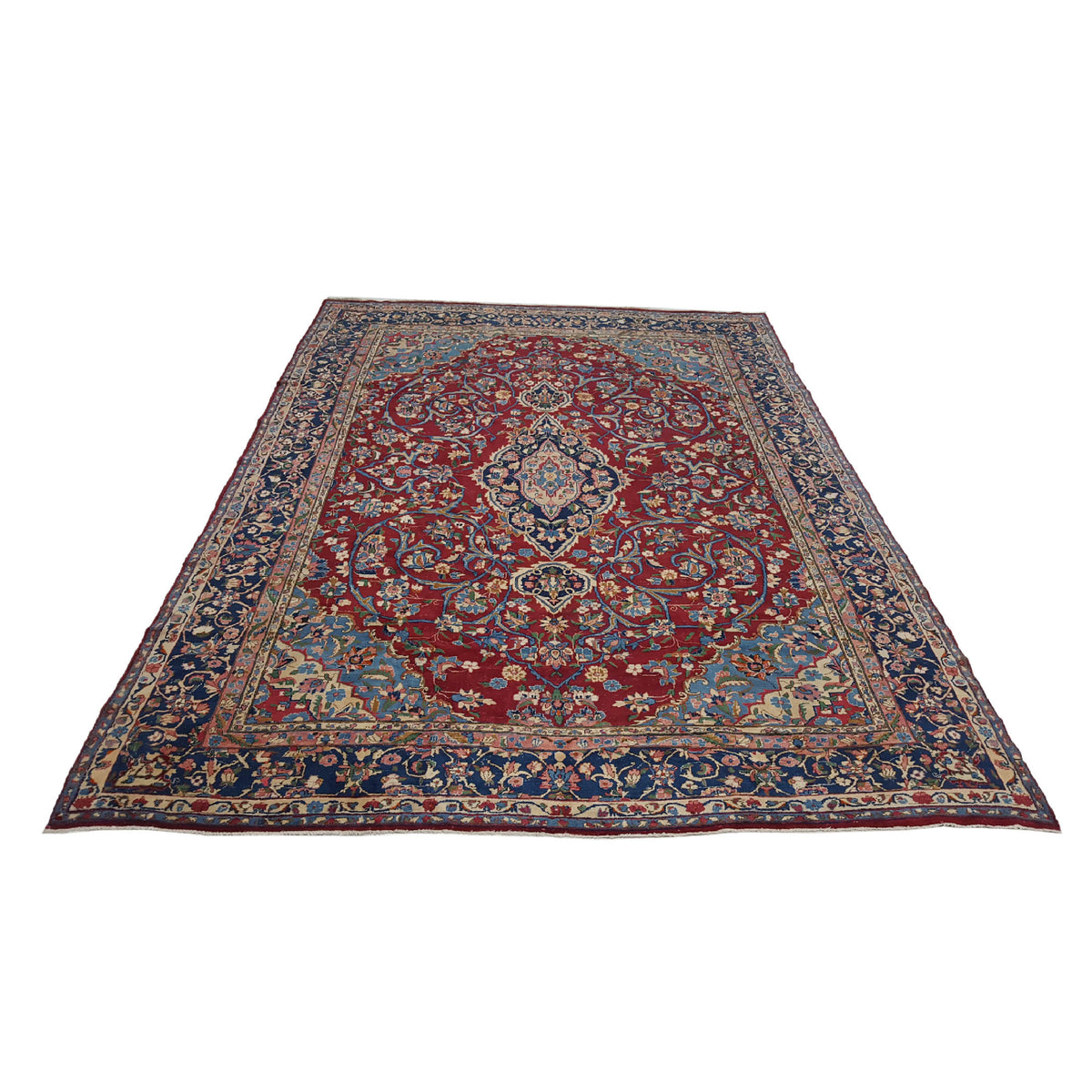 Pacific Yazd 14567 Red Navy Traditional Hand Knotted Rug