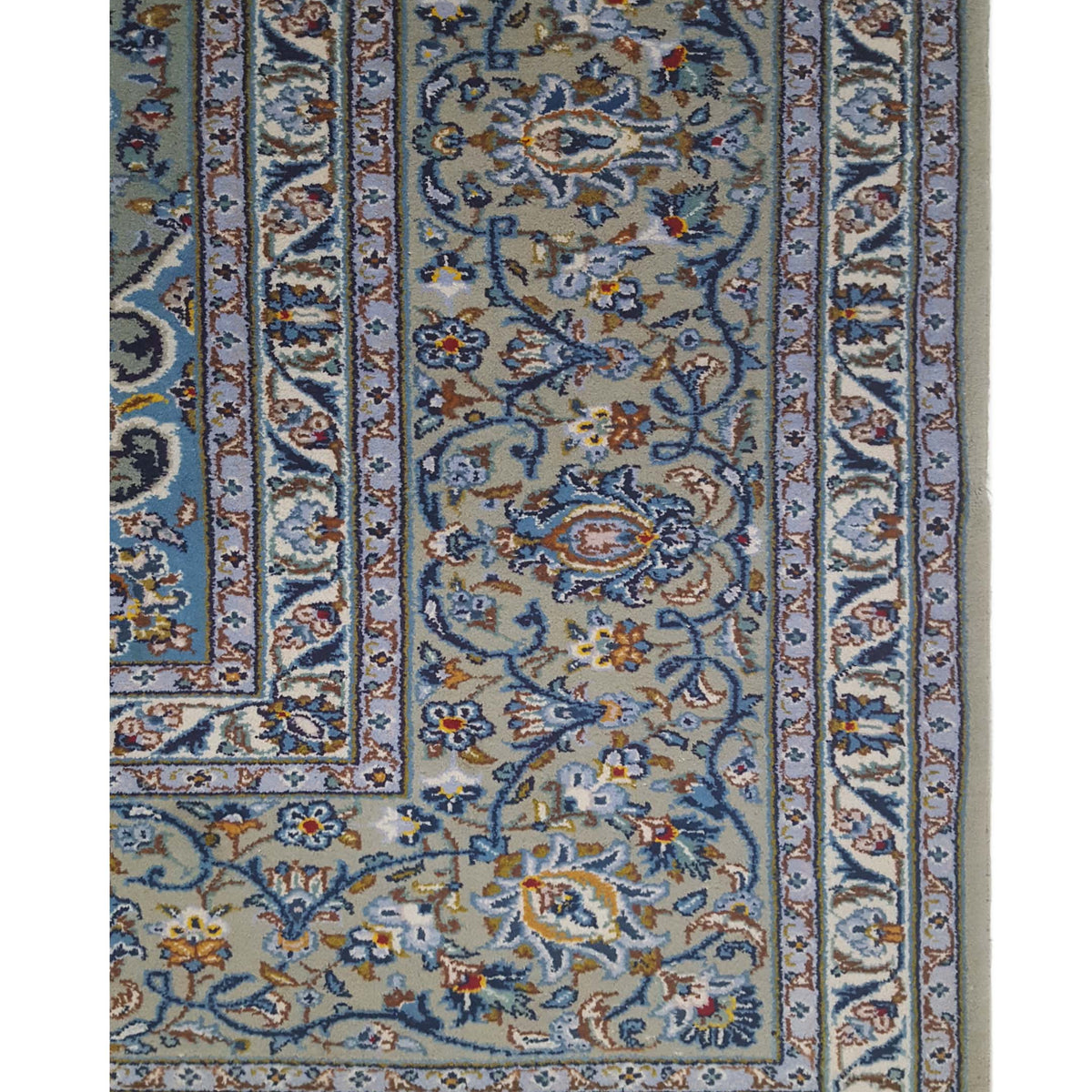 Pacific Kashan 14569 Ivory Blue Traditional Hand Knotted Rug