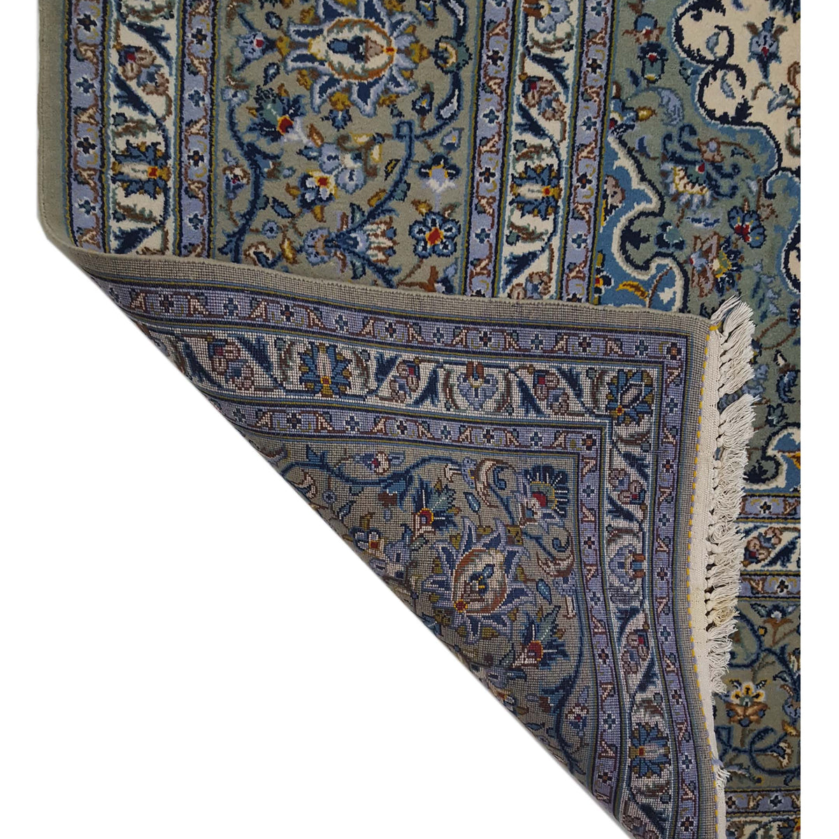 Pacific Kashan 14569 Ivory Blue Traditional Hand Knotted Rug