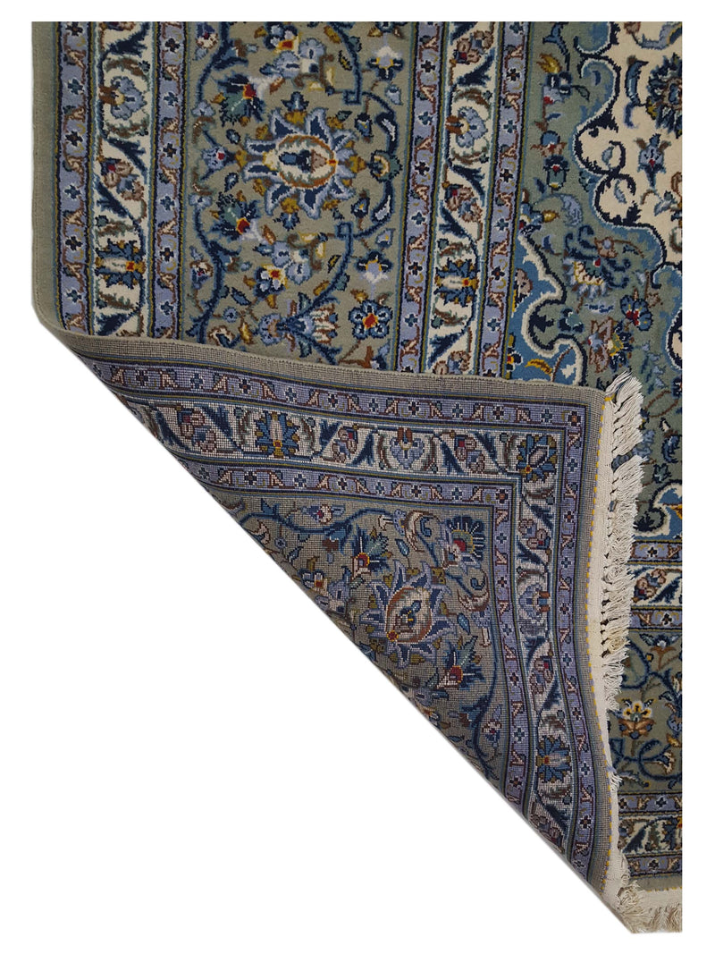 Pacific Kashan 14569 Ivory Blue Traditional Hand Knotted Rug