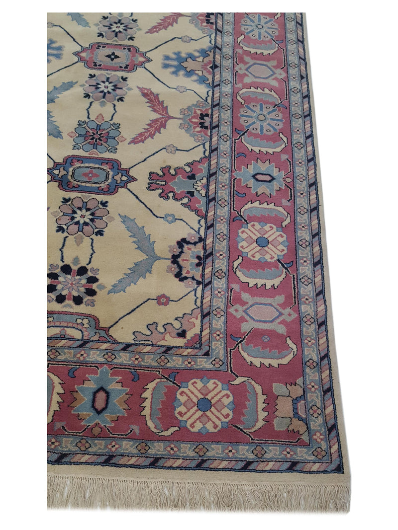 Pacific Tribal-Rm 14570 Ivory Peach Traditional Hand Knotted Rug