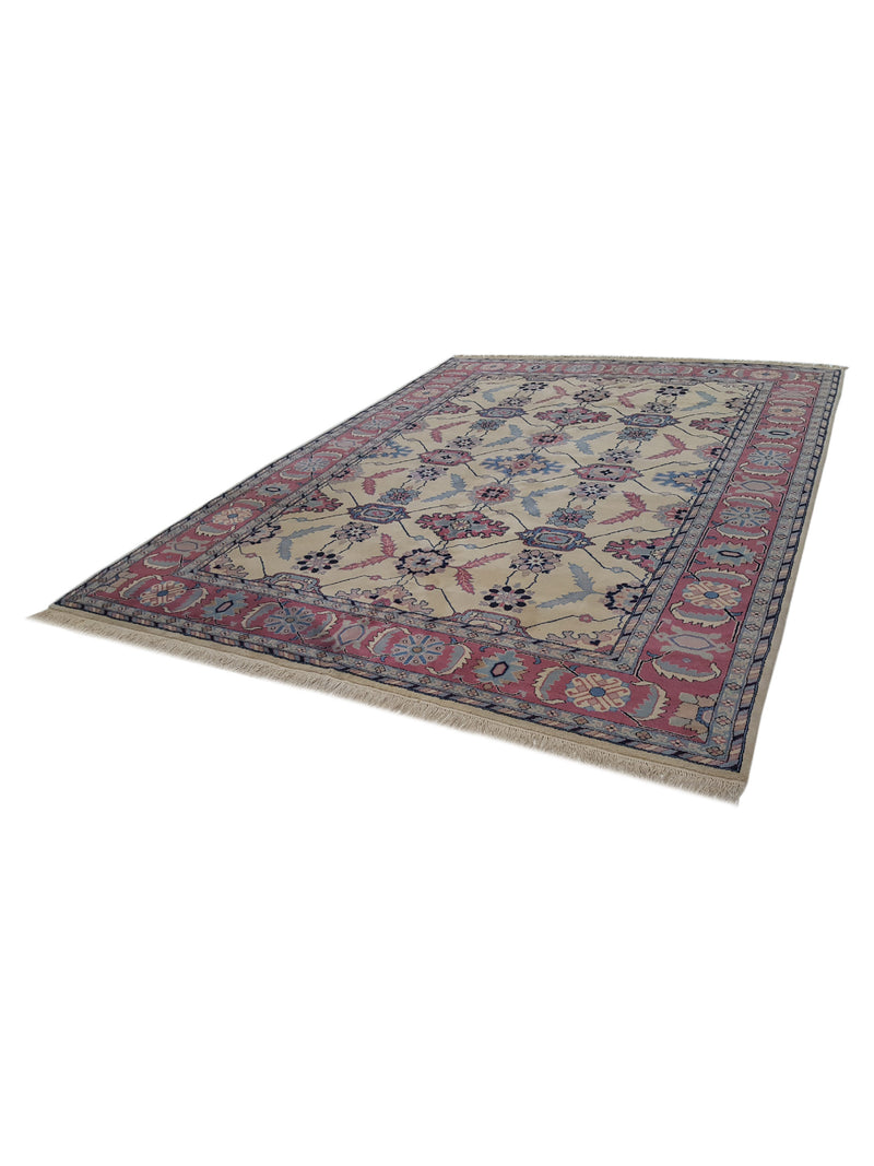Pacific Tribal-Rm 14570 Ivory Peach Traditional Hand Knotted Rug