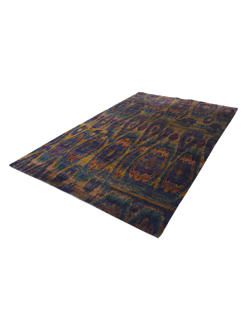 Pacific Aqua Silk 14576 Multi Multi Modern Hand Knotted Rug