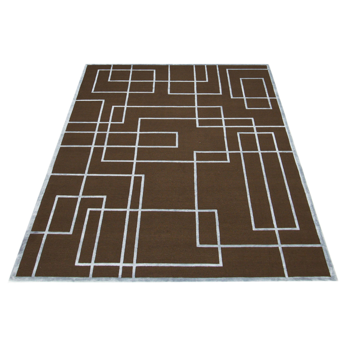 Pacific Tibetan 14582 Brown Lt.Blue Modern Hand Knotted Rug