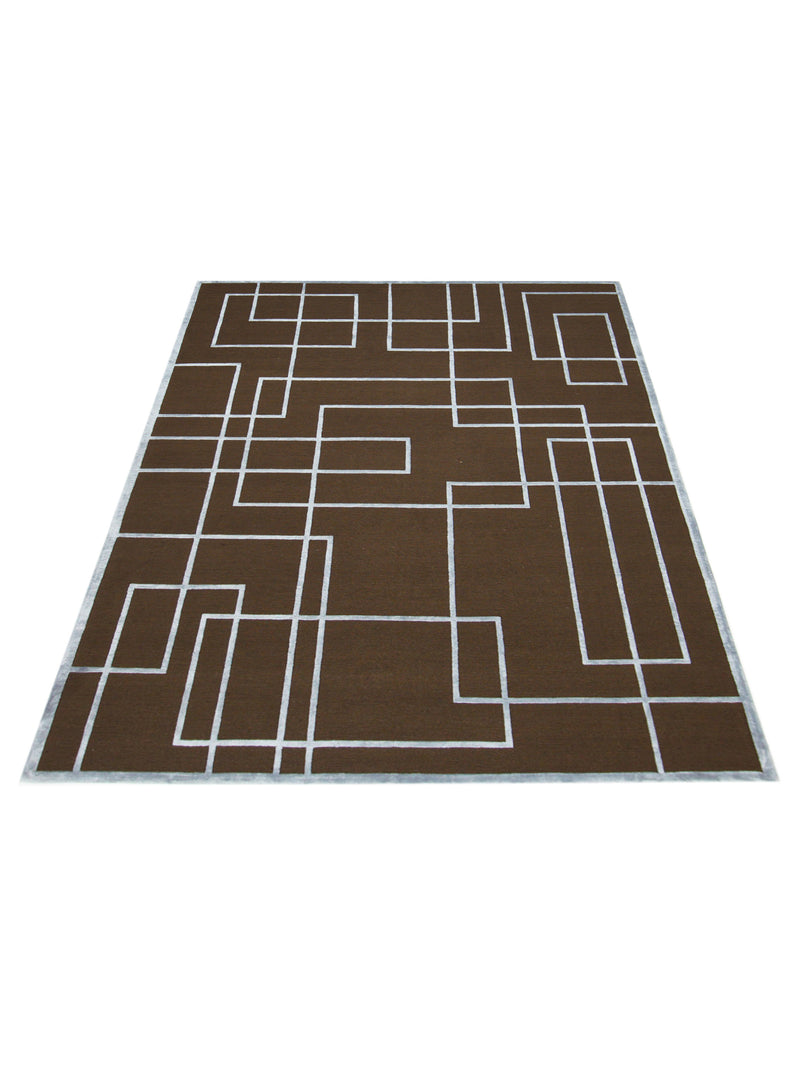Pacific Tibetan 14582 Brown Lt.Blue Modern Hand Knotted Rug