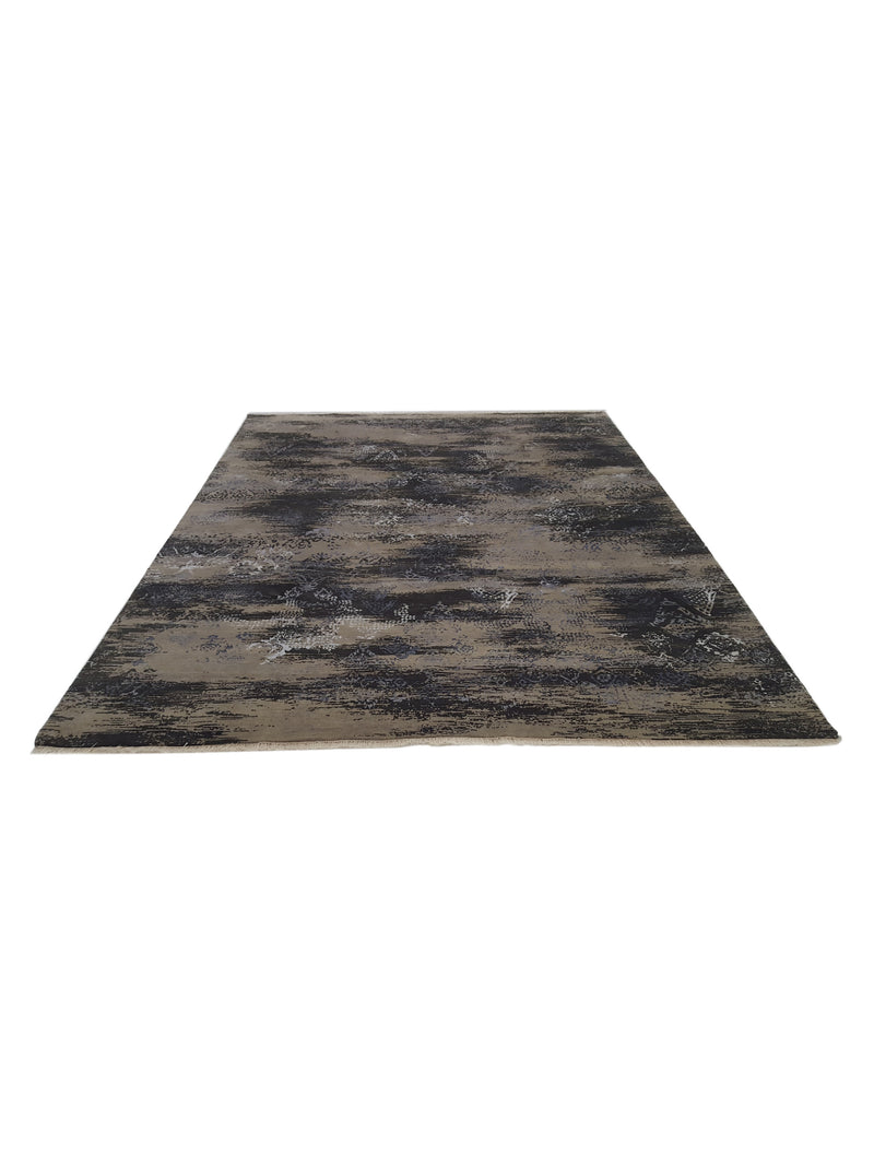 Pacific Venus 14591 Khaki Black Modern Hand Knotted Rug