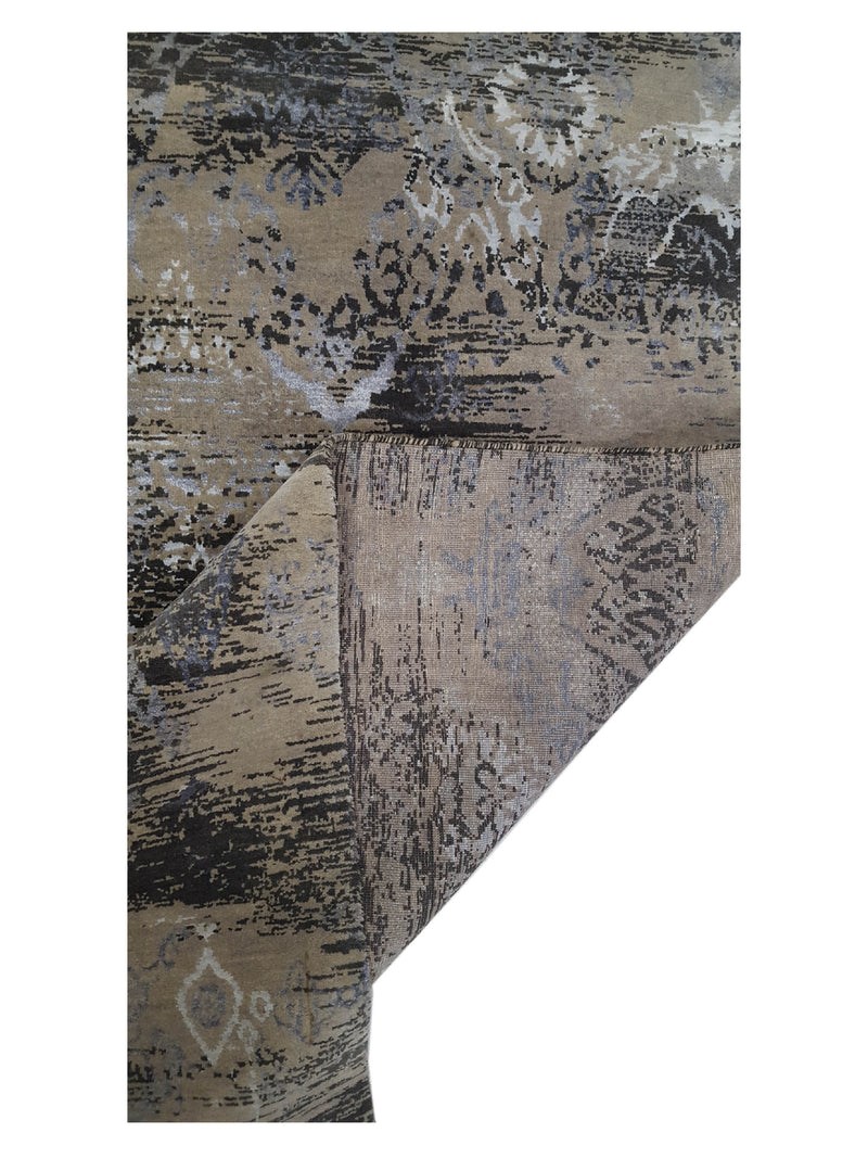 Pacific Venus 14591 Khaki Black Modern Hand Knotted Rug