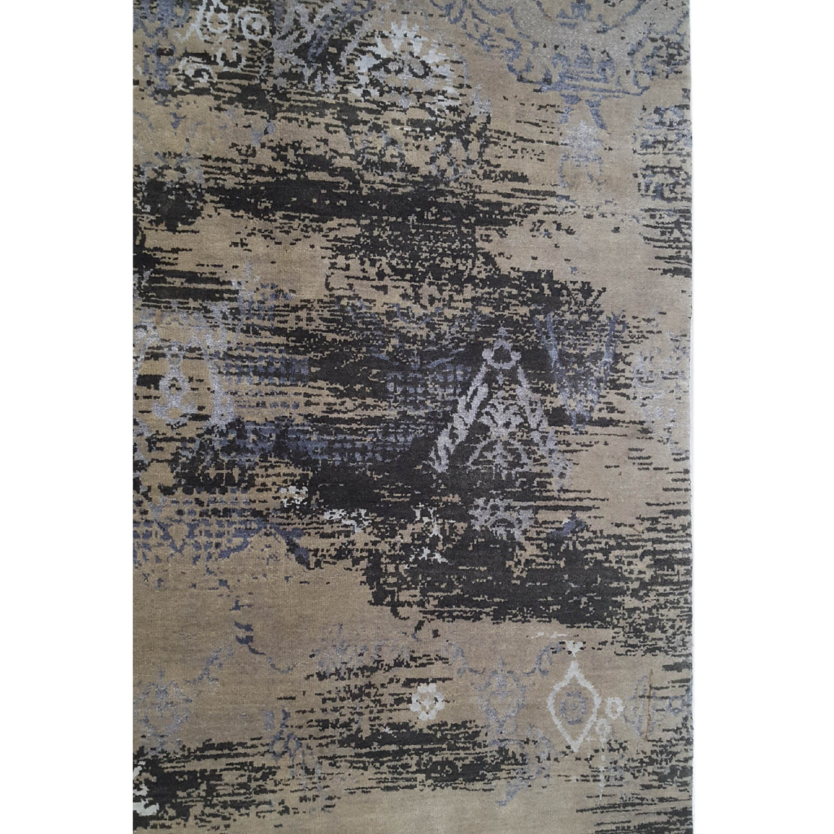 Pacific Venus 14591 Khaki Black Modern Hand Knotted Rug