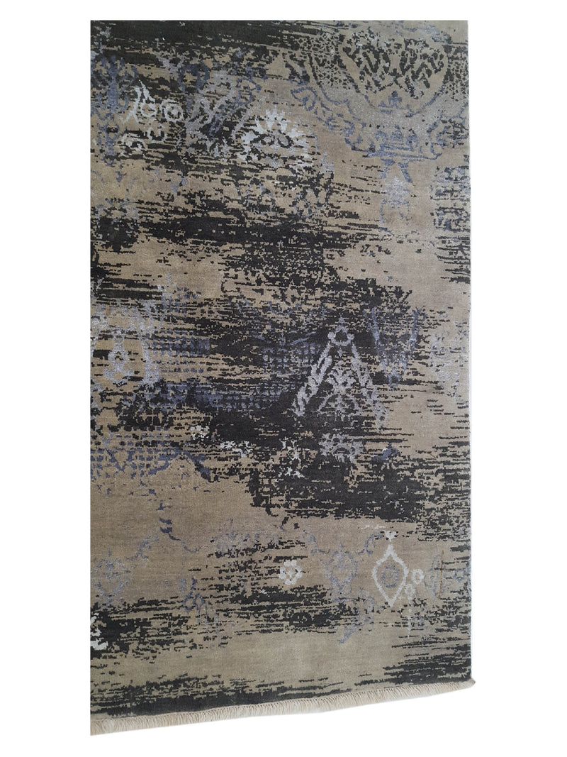 Pacific Venus 14591 Khaki Black Modern Hand Knotted Rug