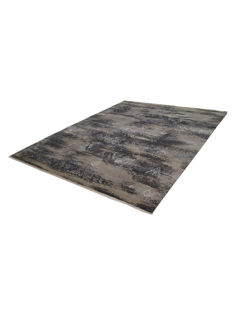 Pacific Venus 14591 Khaki Black Modern Hand Knotted Rug