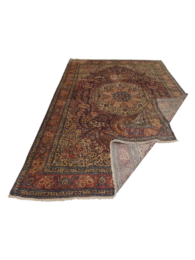 Fasa Antique Tabriz 14705 Burgundy Coral Traditional Antique Rug