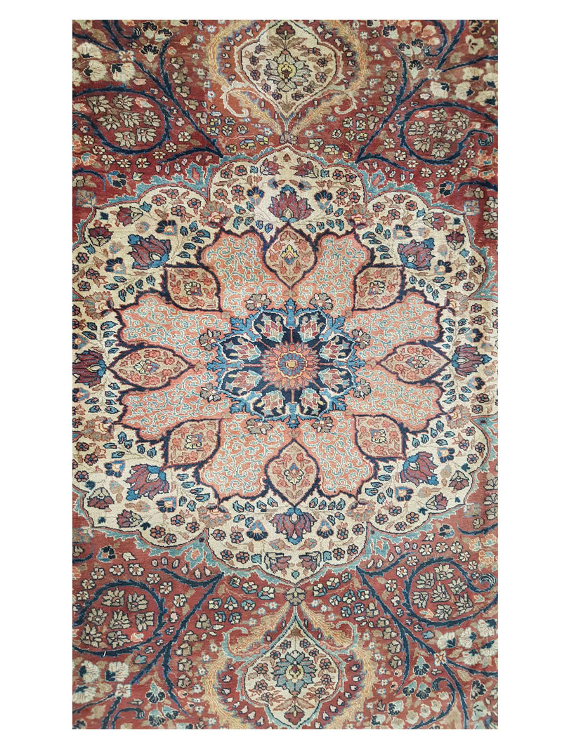 Fasa Antique Tabriz 14705 Burgundy Coral Traditional Antique Rug