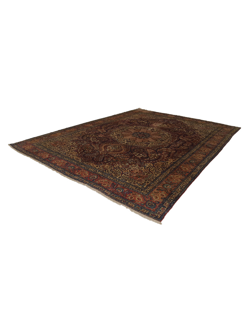 Fasa Antique Tabriz 14705 Burgundy Coral Traditional Antique Rug