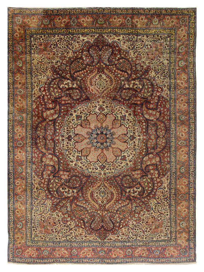 Fasa Antique Tabriz  Burgundy Coral Traditional