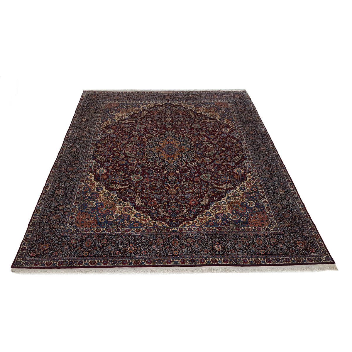 Fasa Antique Kerman 14707 Burgundy Indigo Traditional Antique Rug