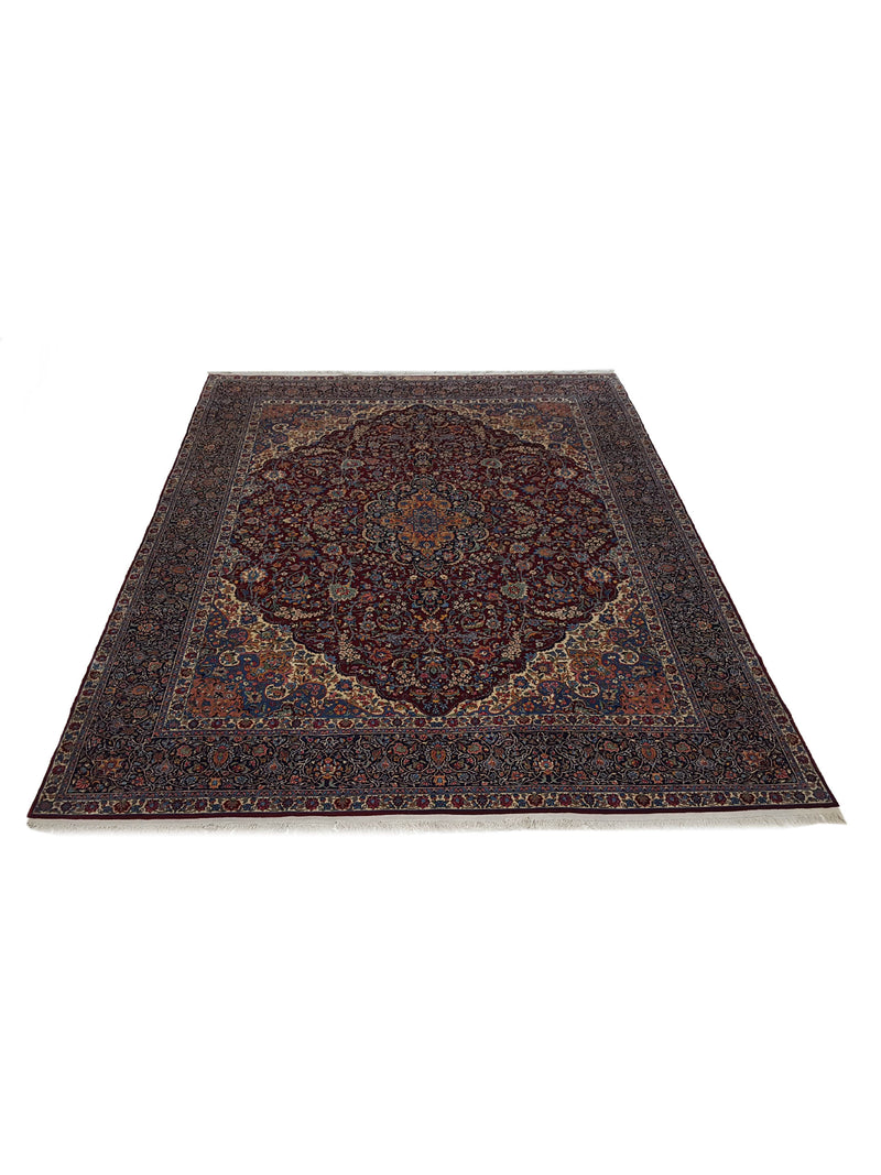 Fasa Antique Kerman 14707 Burgundy Indigo Traditional Antique Rug