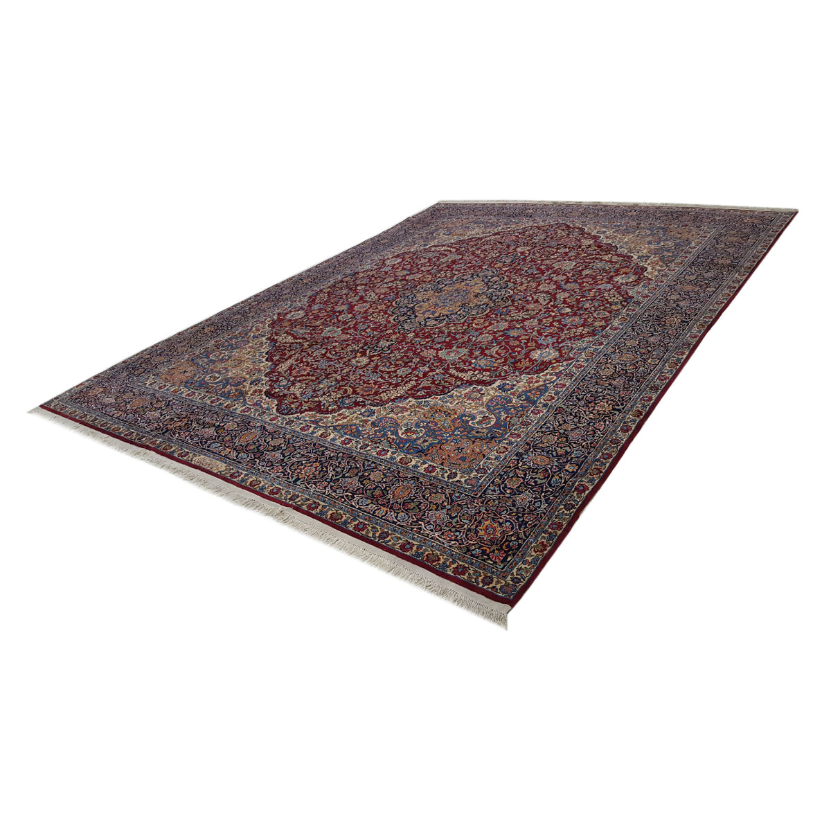 Fasa Antique Kerman 14707 Burgundy Indigo Traditional Antique Rug