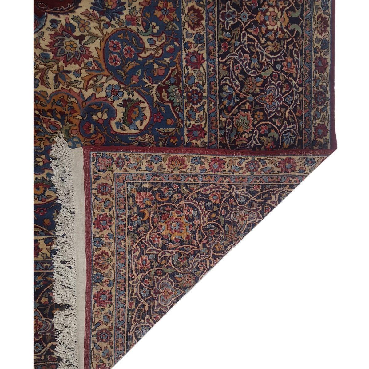 Fasa Antique Kerman 14707 Burgundy Indigo Traditional Antique Rug