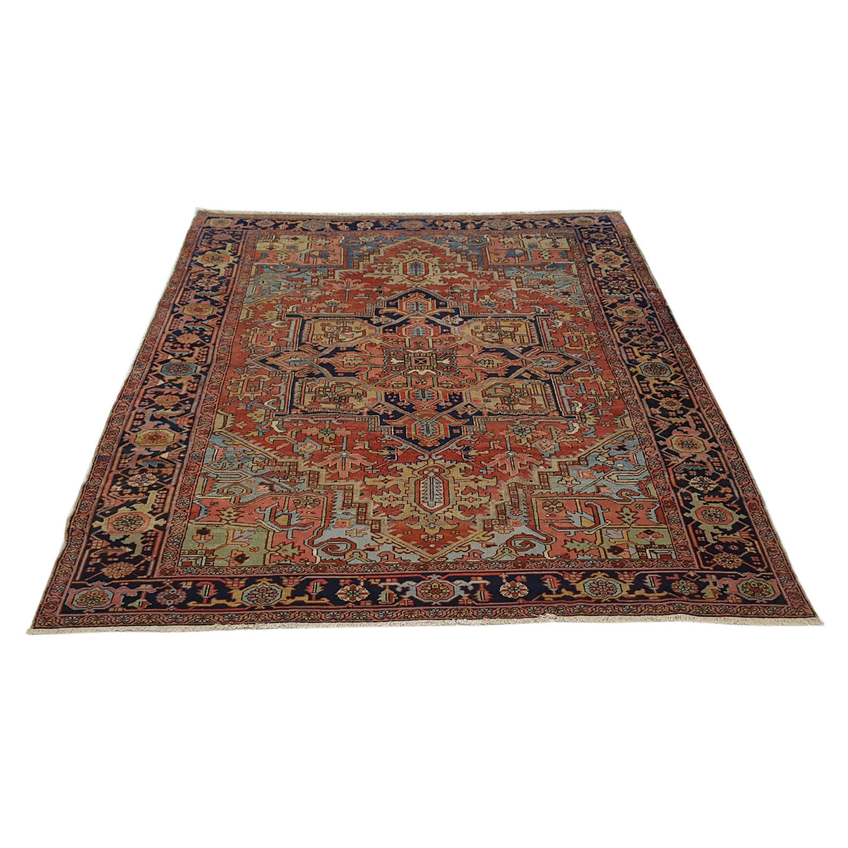 Fasa Antique Heriz 14714 Rust Indigo Traditional Antique Rug