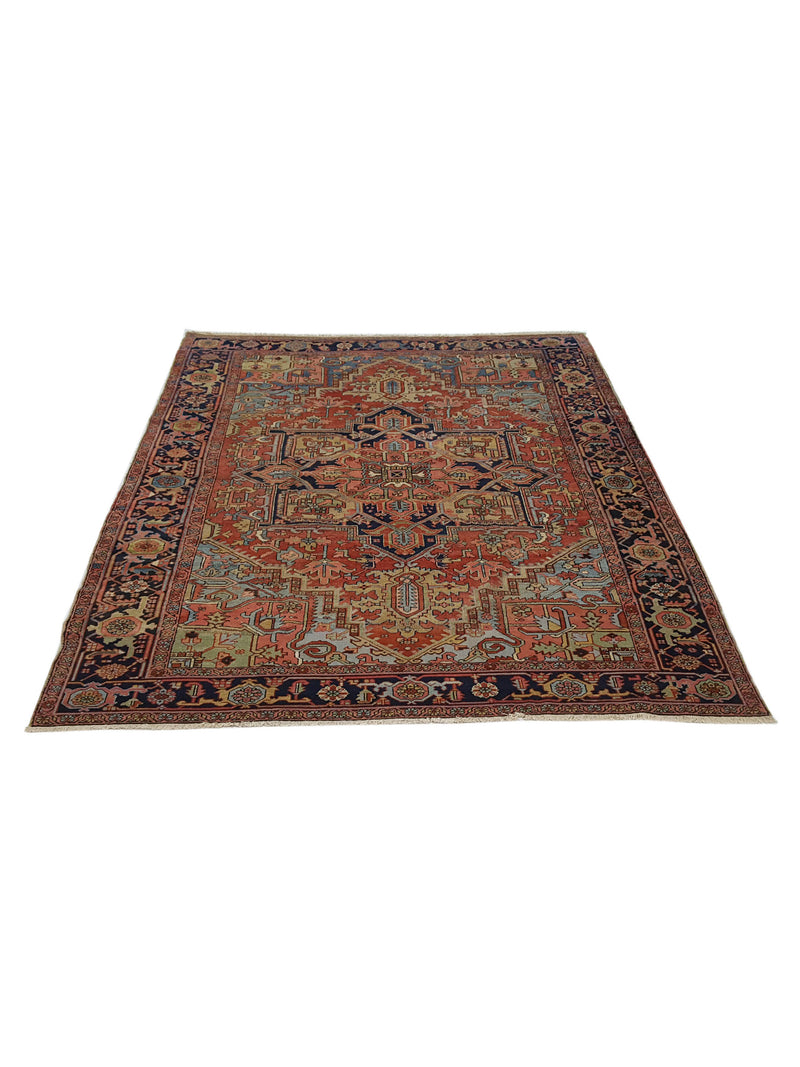 Fasa Antique Heriz 14714 Rust Indigo Traditional Antique Rug