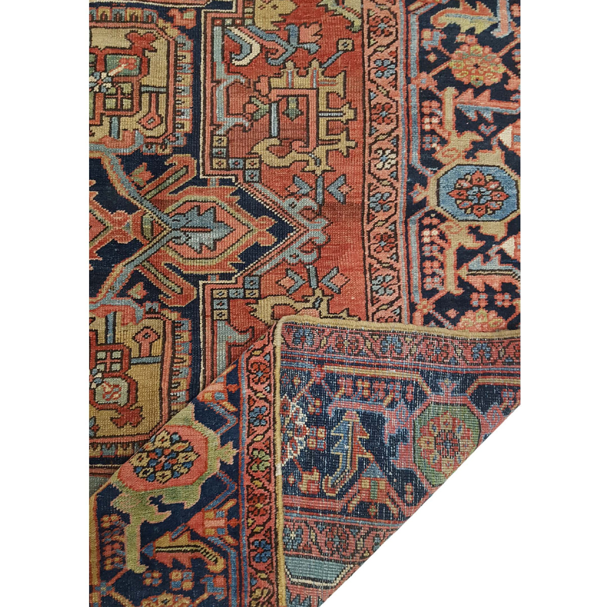 Fasa Antique Heriz 14714 Rust Indigo Traditional Antique Rug