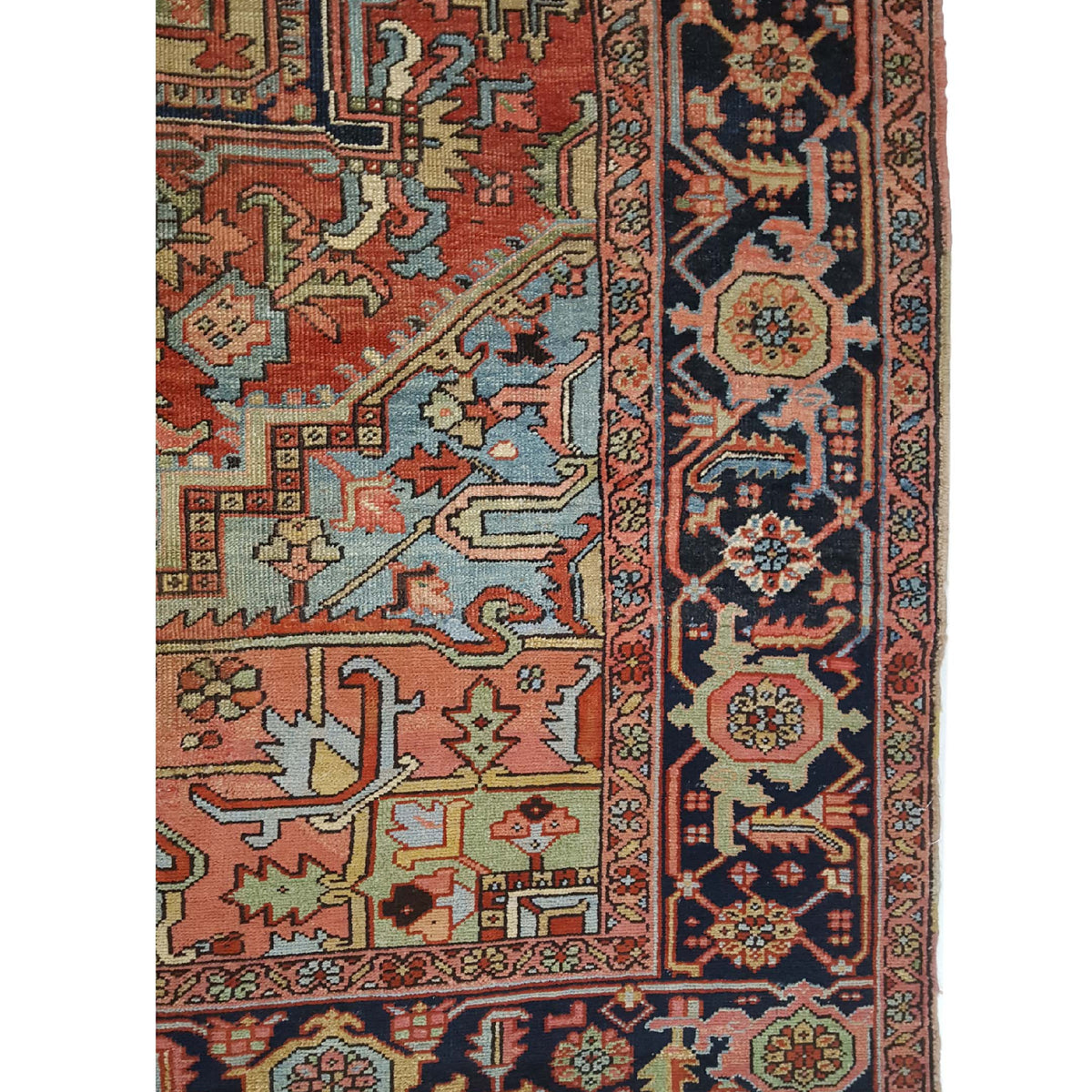 Fasa Antique Heriz 14714 Rust Indigo Traditional Antique Rug