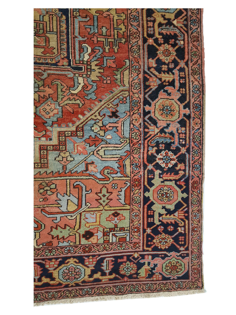 Fasa Antique Heriz 14714 Rust Indigo Traditional Antique Rug