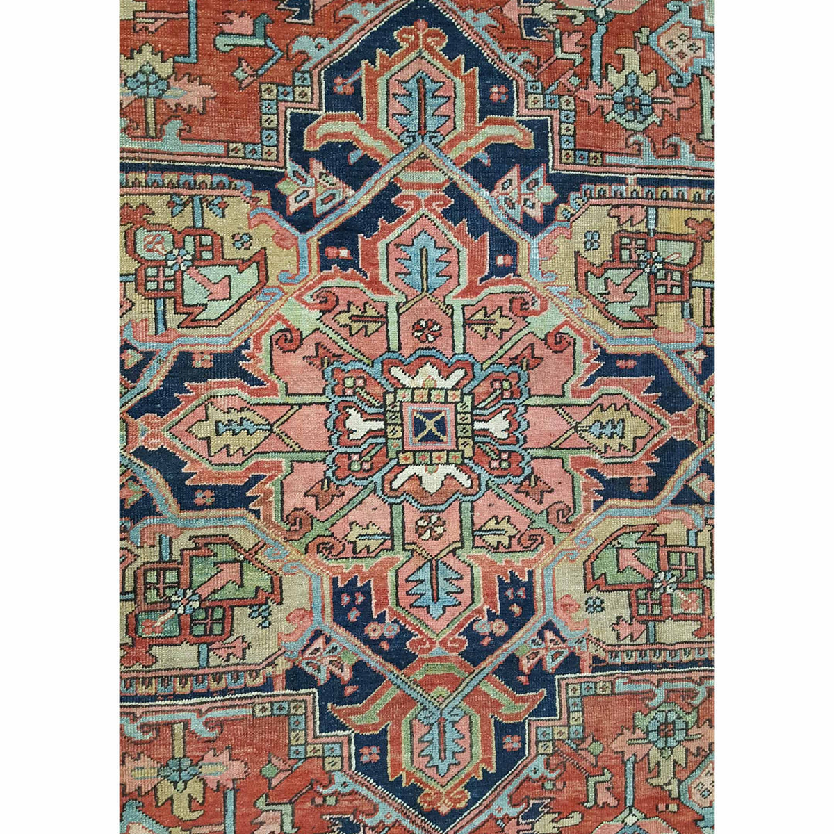 Fasa Antique Heriz 14714 Rust Indigo Traditional Antique Rug