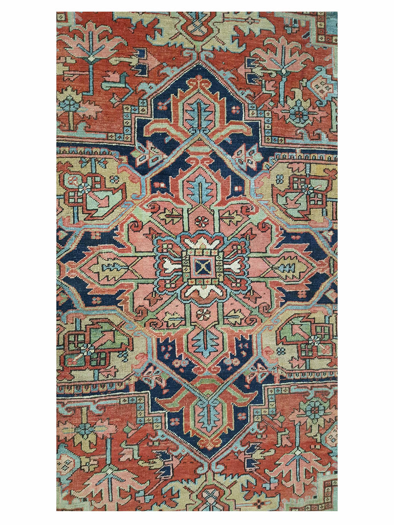 Fasa Antique Heriz 14714 Rust Indigo Traditional Antique Rug
