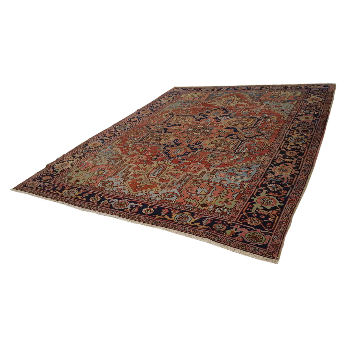 Fasa Antique Heriz 14714 Rust Indigo Traditional Antique Rug