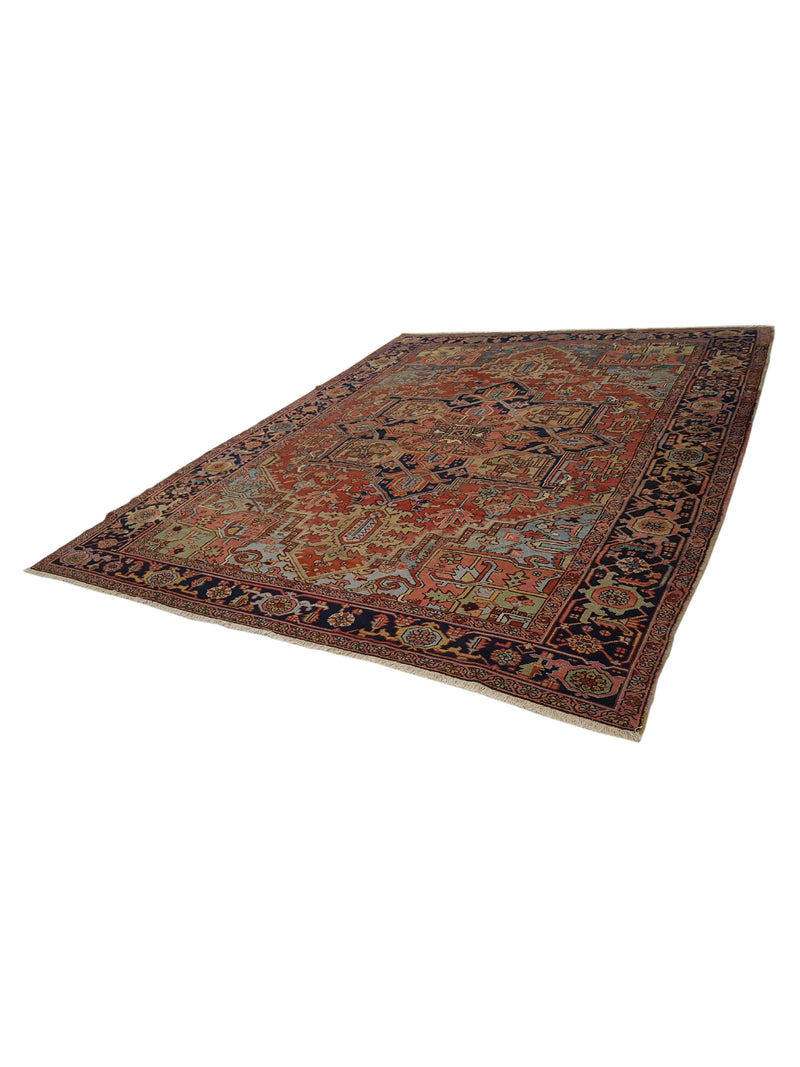 Fasa Antique Heriz 14714 Rust Indigo Traditional Antique Rug