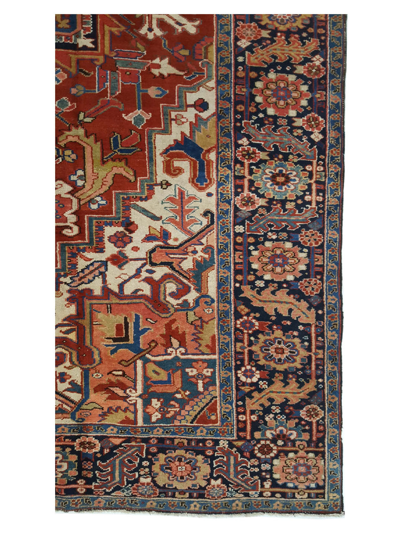 Fasa Antique Heriz 14716 Rust Multi Traditional Antique Rug