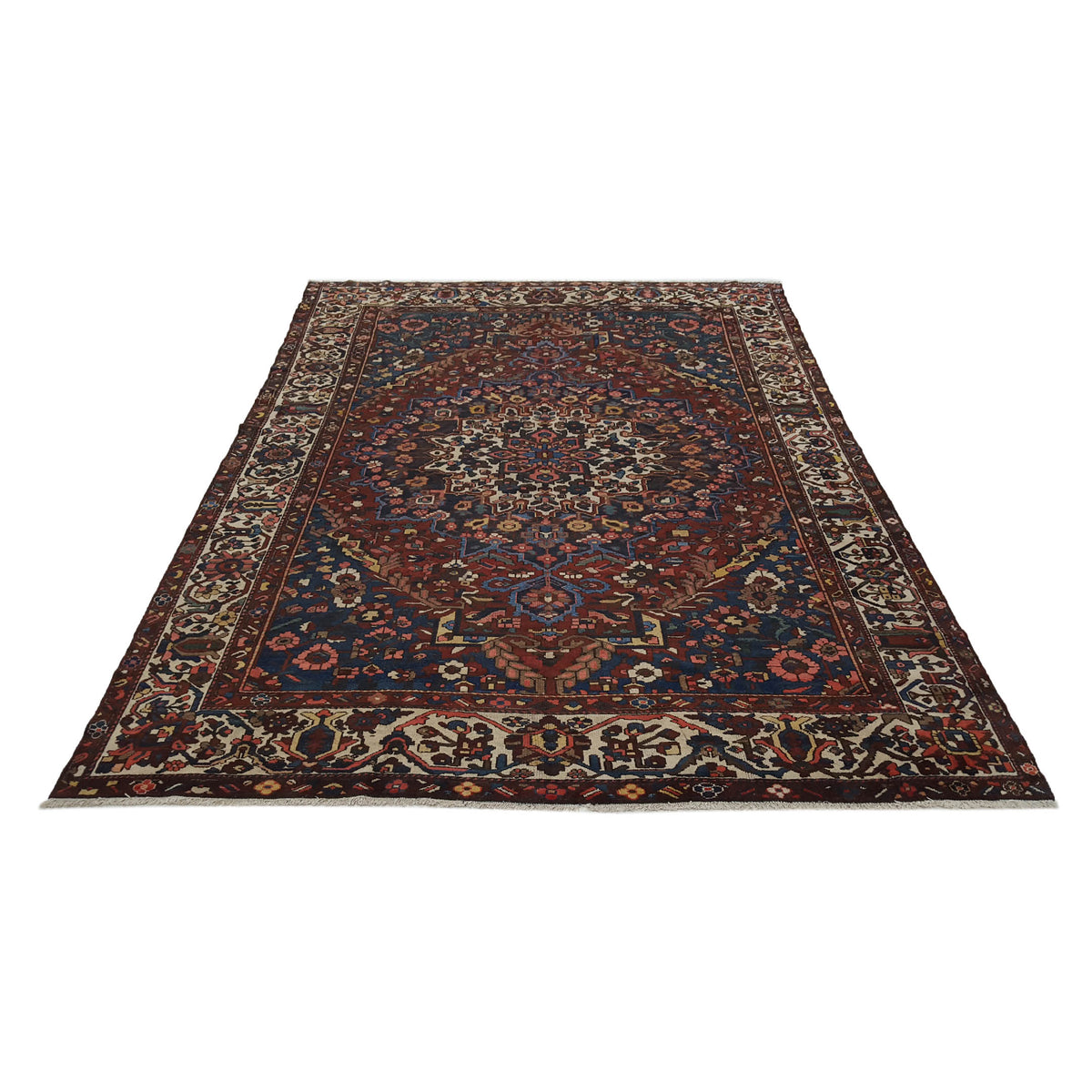 Pacific Bakhtiyari 14720 Burgundy Ivory Traditional Hand Knotted Rug