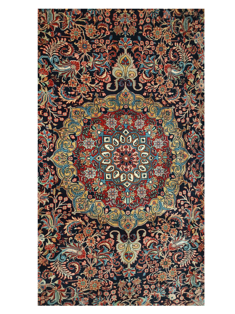 Fasa Bijar 14725 Indigo Brick Traditional Hand Knotted Rug