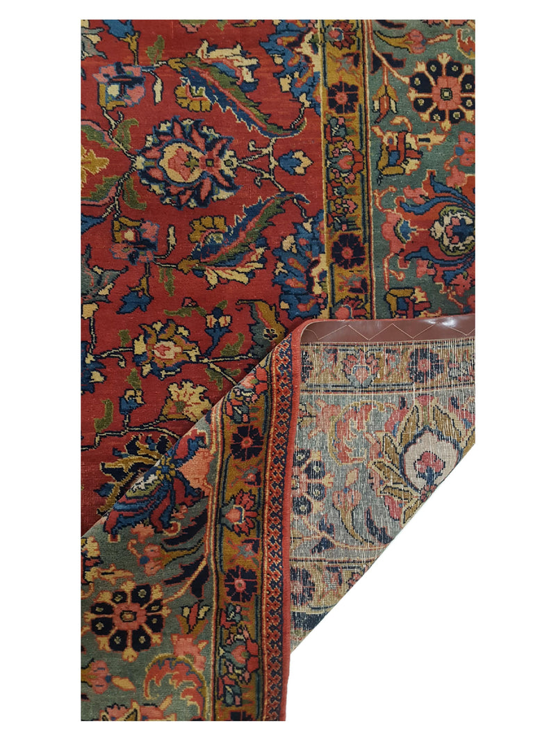 Fasa Antique Khoy 14728 Rust Green Traditional Antique Rug