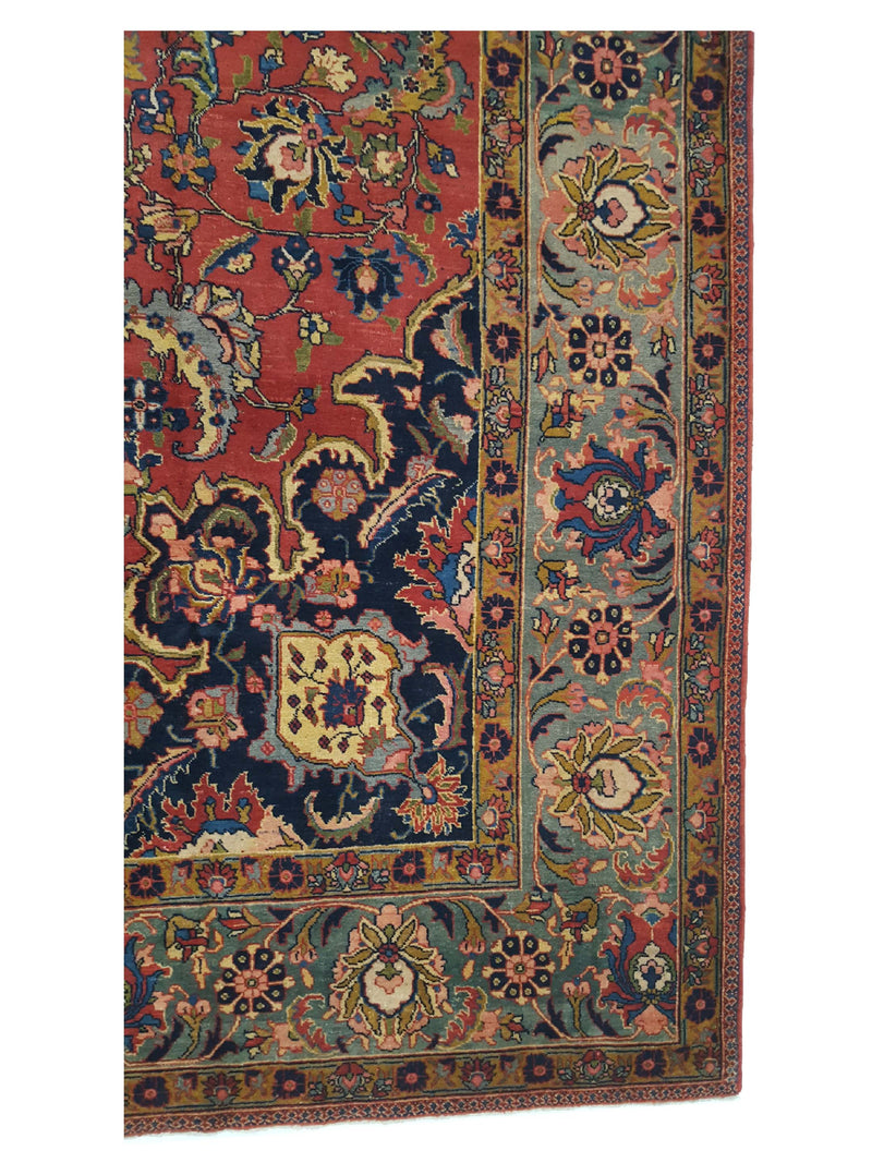 Fasa Antique Khoy 14728 Rust Green Traditional Antique Rug