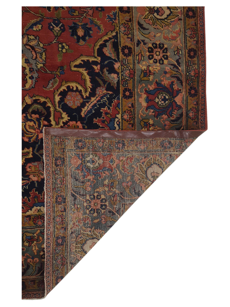Fasa Antique Khoy 14728 Rust Green Traditional Antique Rug