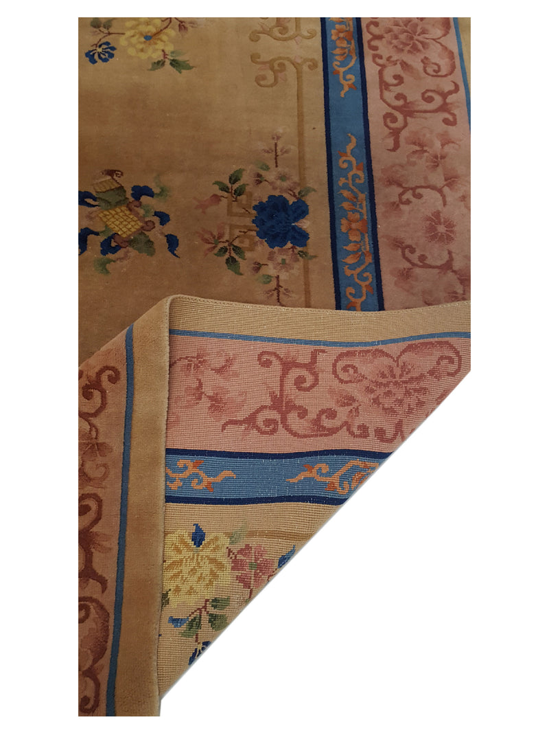 Pacific Art Deco 14749 Beige Orange Traditional Hand Knotted Rug