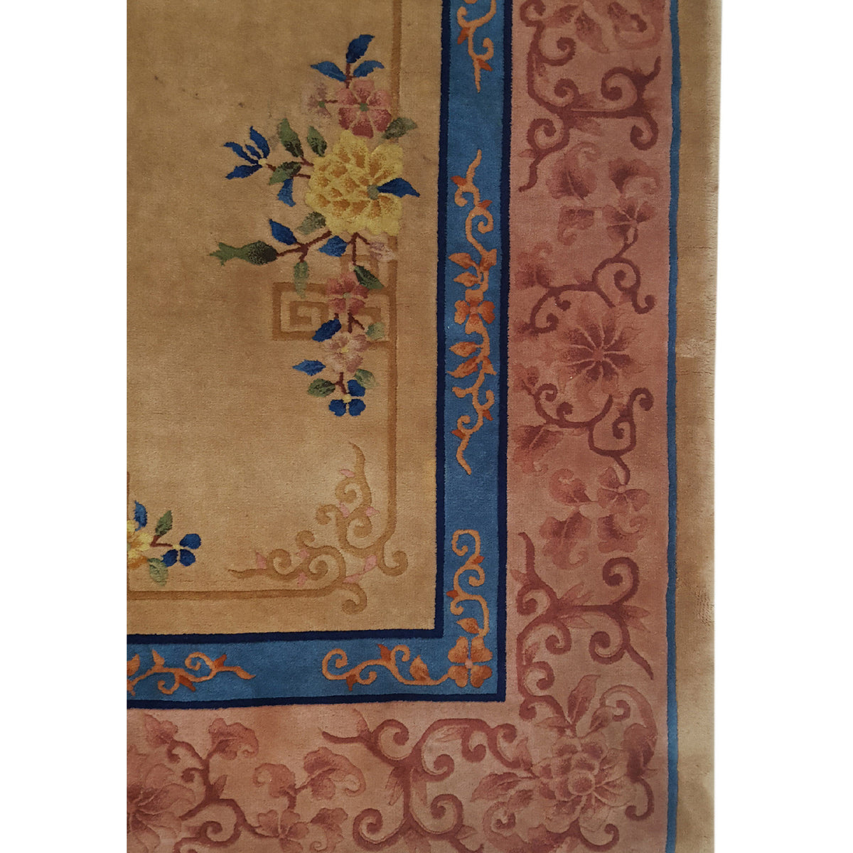 Pacific Art Deco 14749 Beige Orange Traditional Hand Knotted Rug