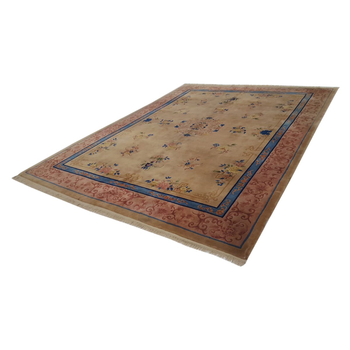 Pacific Art Deco 14749 Beige Orange Traditional Hand Knotted Rug