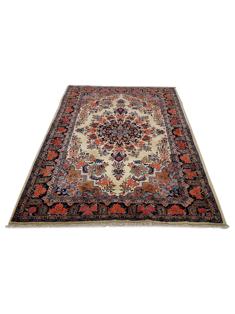 Fasa Bijar 14771 Ivory Black Traditional Hand Knotted Rug