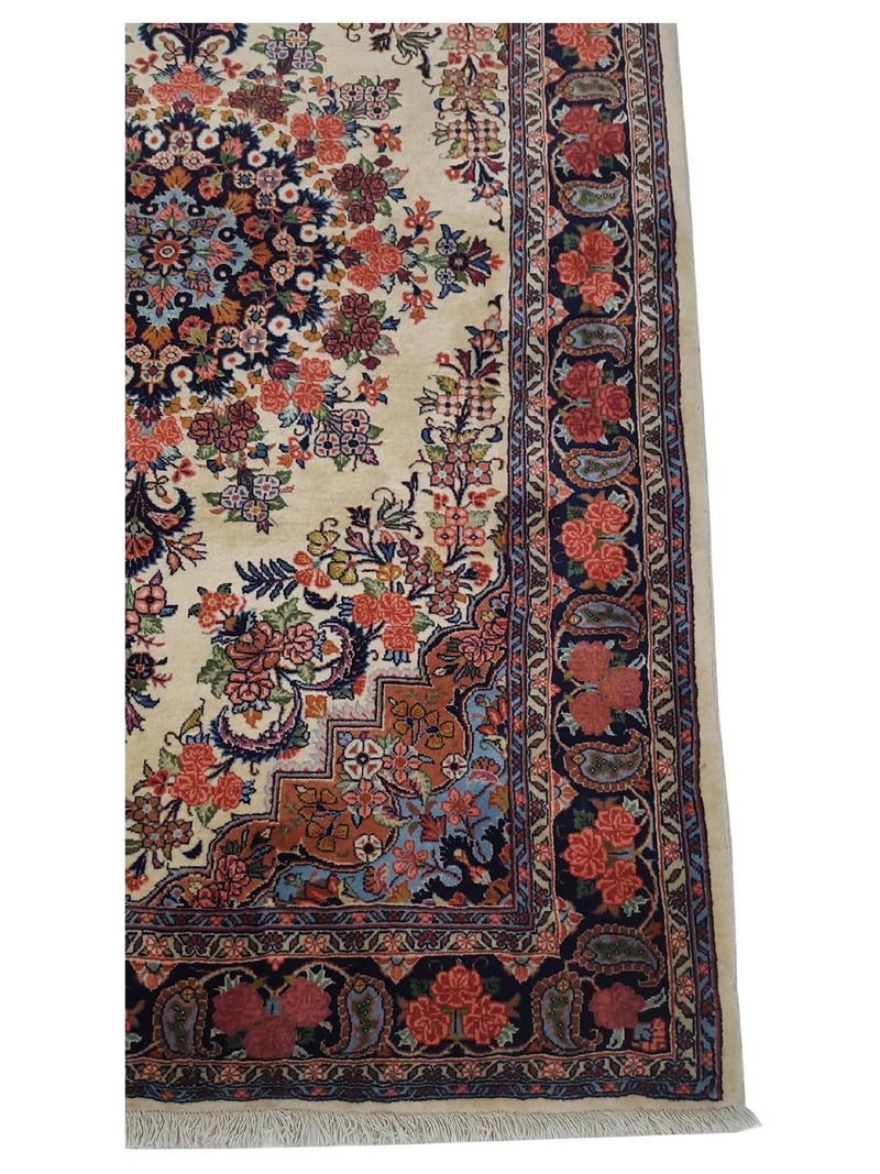 Fasa Bijar 14771 Ivory Black Traditional Hand Knotted Rug