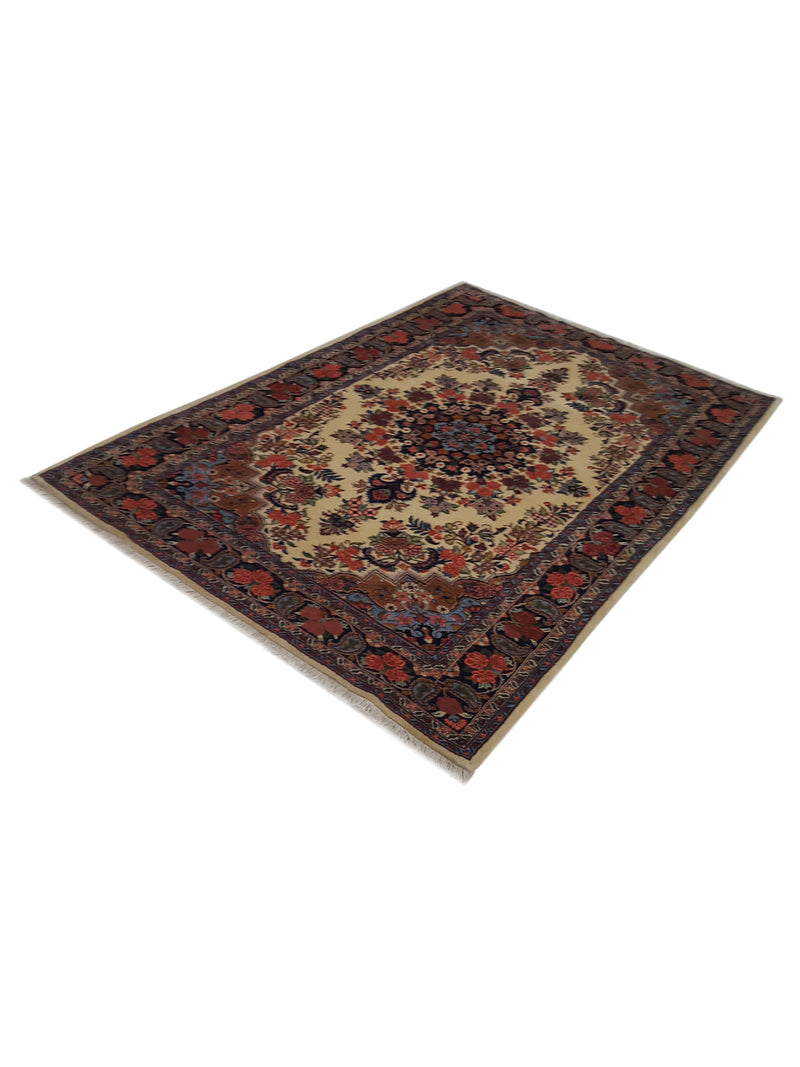 Fasa Bijar 14771 Ivory Black Traditional Hand Knotted Rug