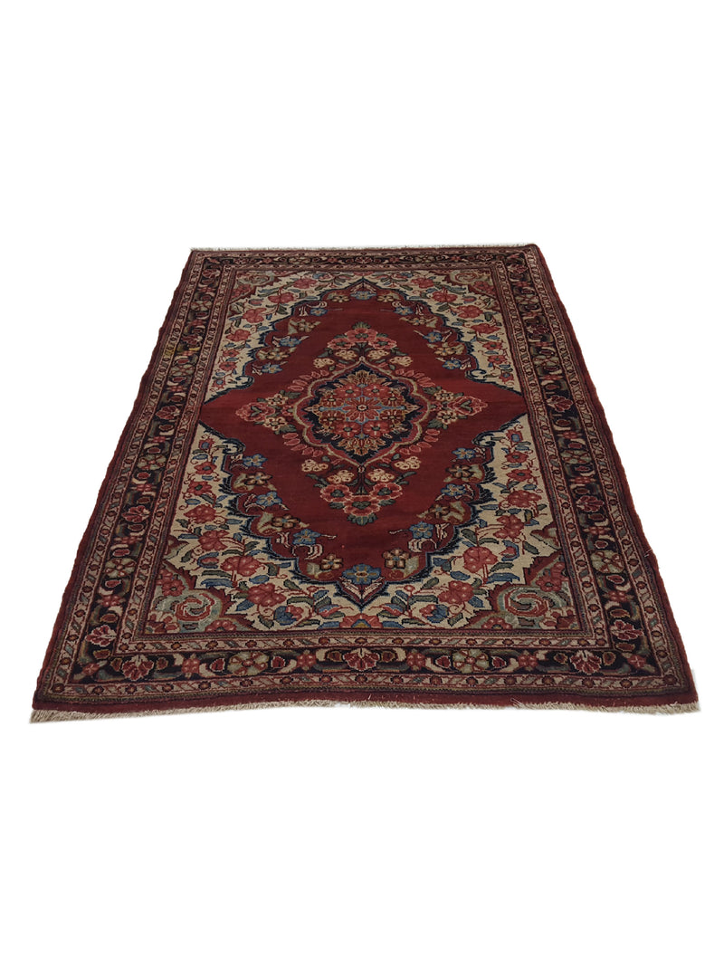 Pacific Sarouk Mahal 14784 Red Navy Traditional Hand Knotted Rug