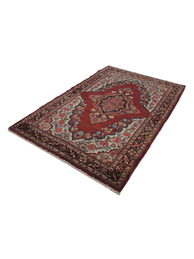 Pacific Sarouk Mahal 14784 Red Navy Traditional Hand Knotted Rug