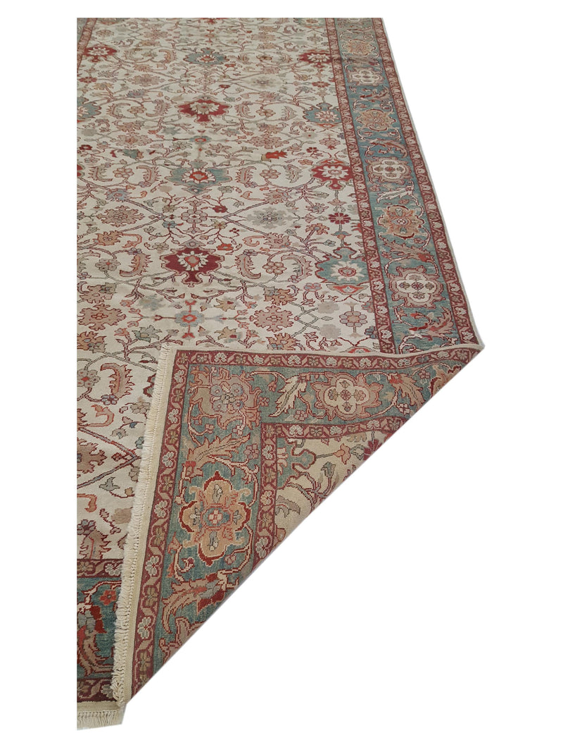 Pacific Elvan 15326 Ivory Green Traditional Hand Knotted Rug