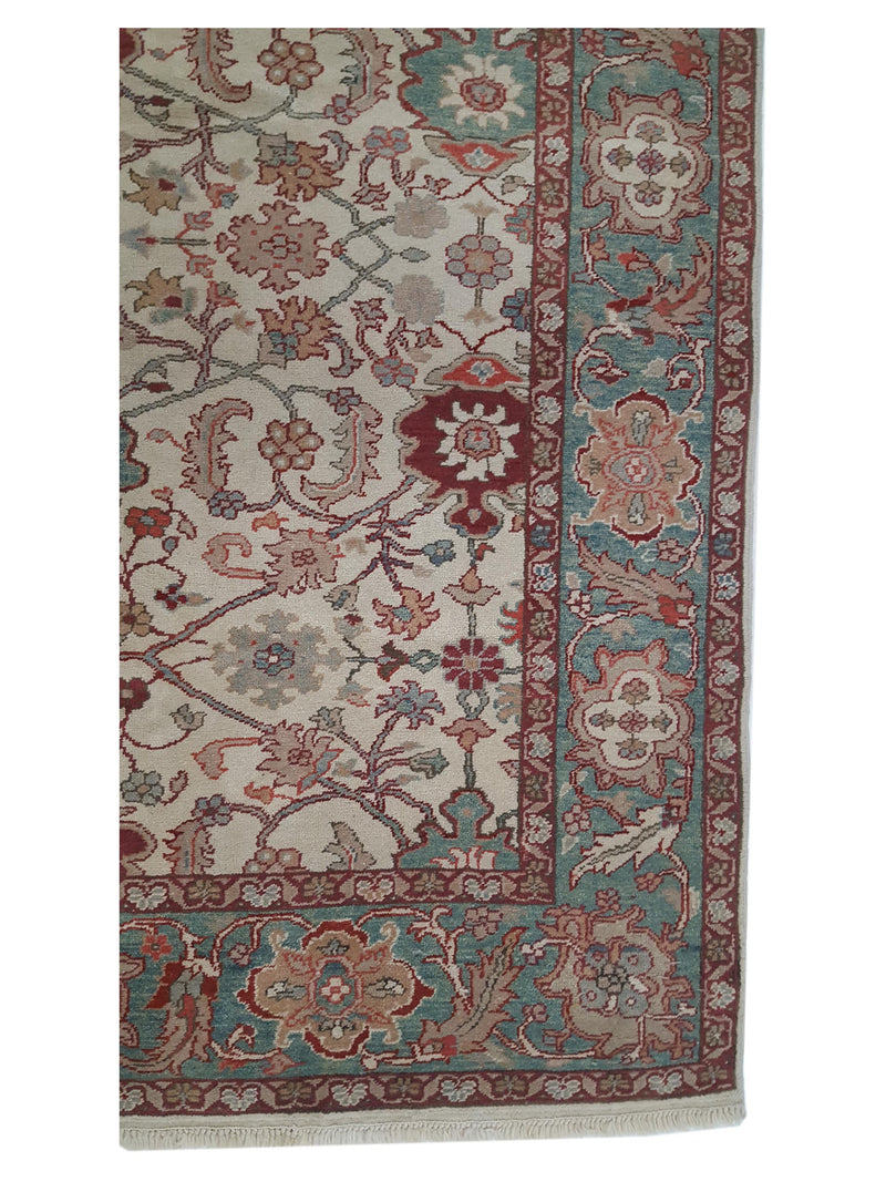 Pacific Elvan 15326 Ivory Green Traditional Hand Knotted Rug