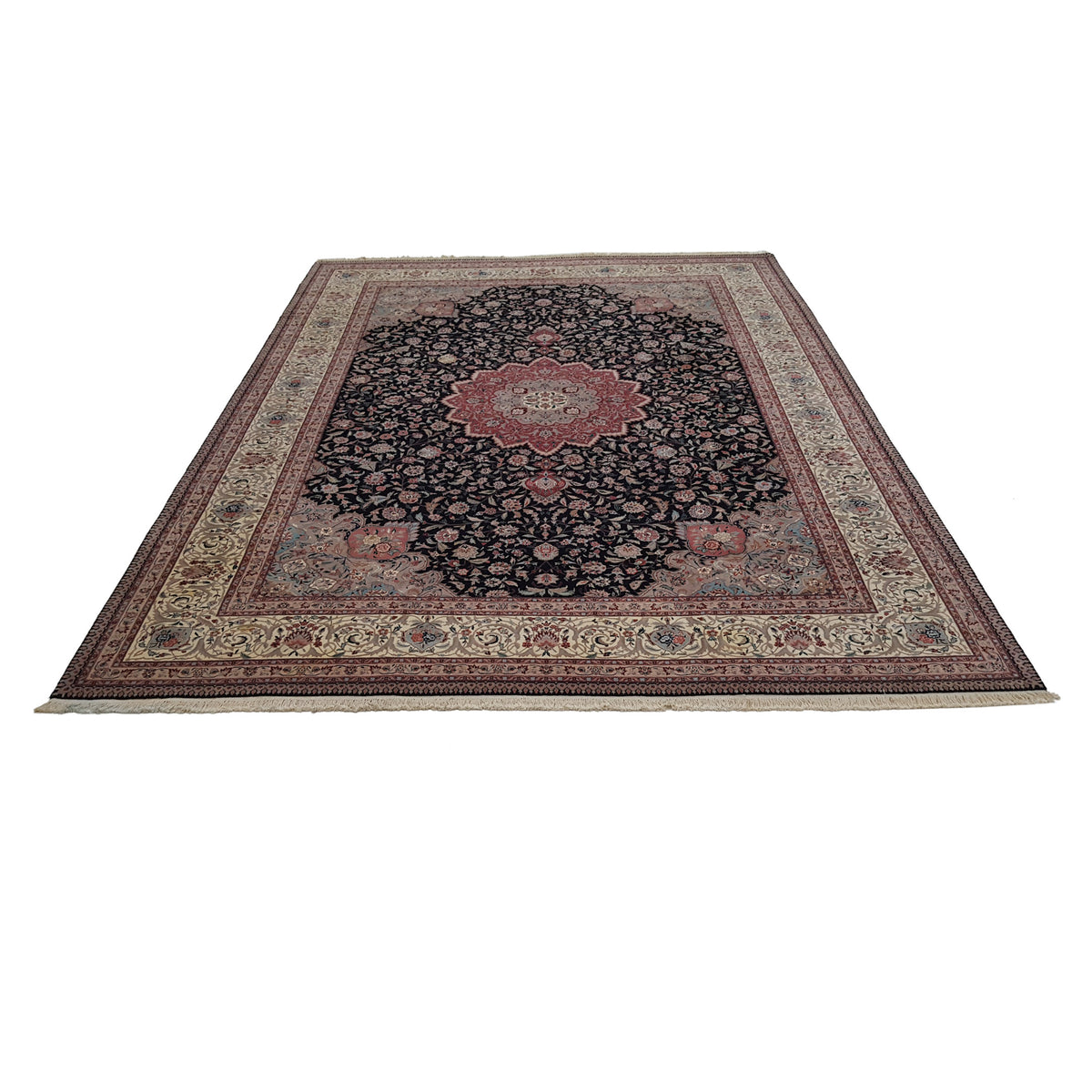 Pacific Tabriz-Ch 15421 Black Ivory Traditional Hand Knotted Rug
