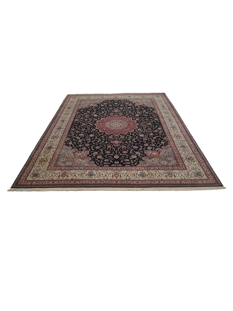 Pacific Tabriz-Ch 15421 Black Ivory Traditional Hand Knotted Rug