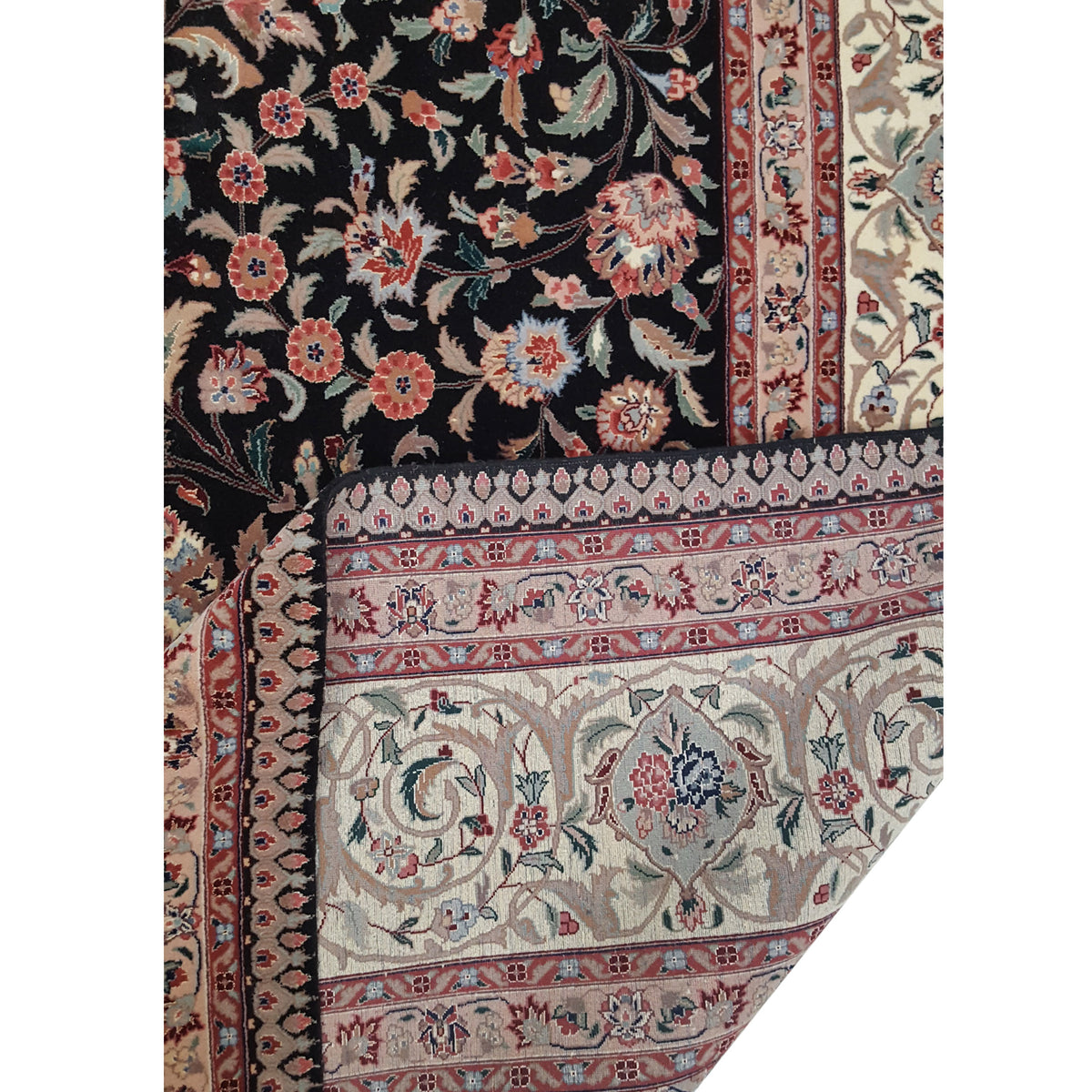 Pacific Tabriz-Ch 15421 Black Ivory Traditional Hand Knotted Rug